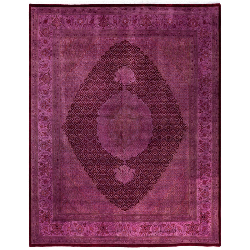 Tapis mauve en laine noué à la main Cribb 8 pi 0 po x 10 pi 1 po