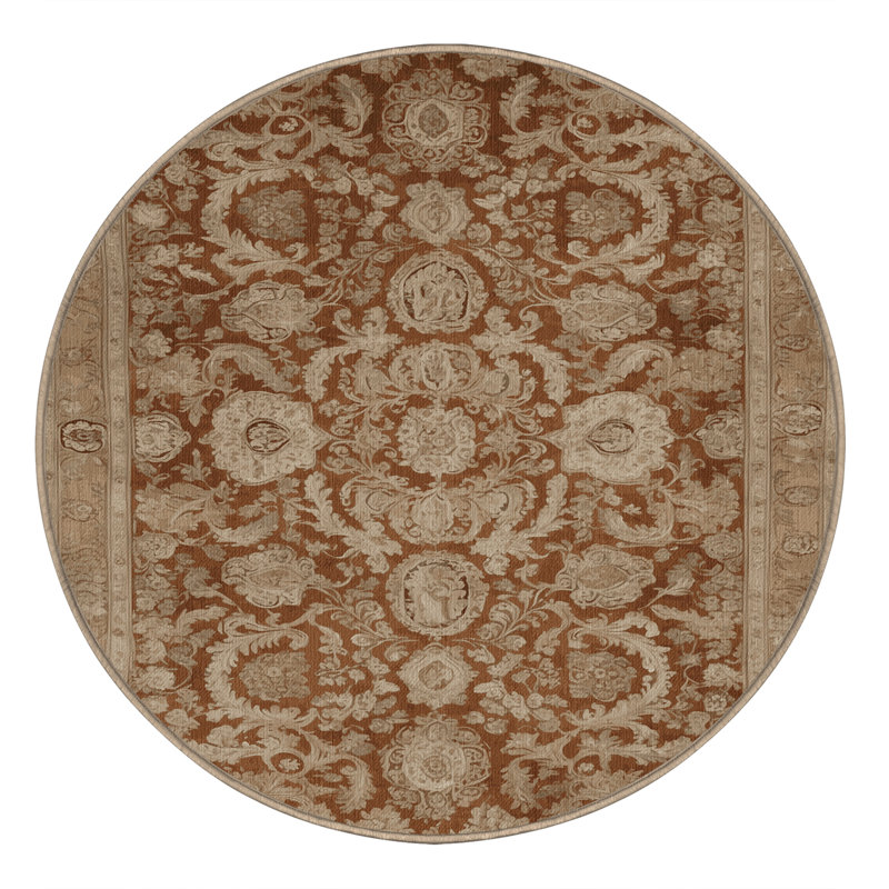 Tapis brun français lavable à la machine, Rond 5 pi