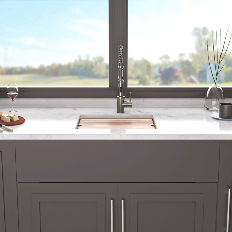 Quartz Kitchen Sink - Granite Composite Workstation Undermount Kitchen Sink, Stainless Steel