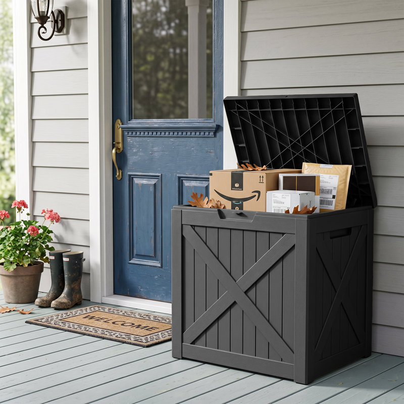 22 in. D x 17 in. W Resin Deck Box Seat with Lockable Lid & Reinforced Top, Black