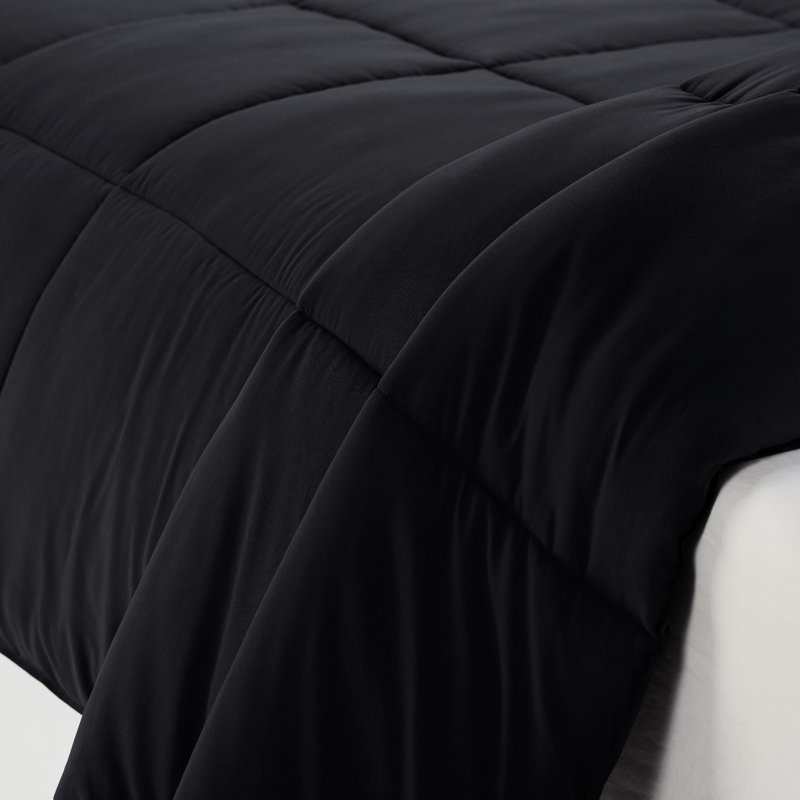 Black Full Microfiber Bedspread Set with Stain Protection