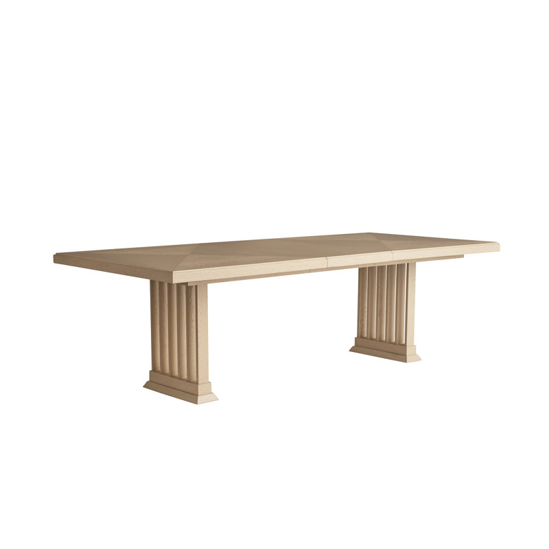 Beige Wood Extendable Rectangular Dining Table for Eight