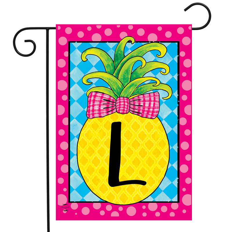 Pineapple Monogram Letter L Garden Flag
