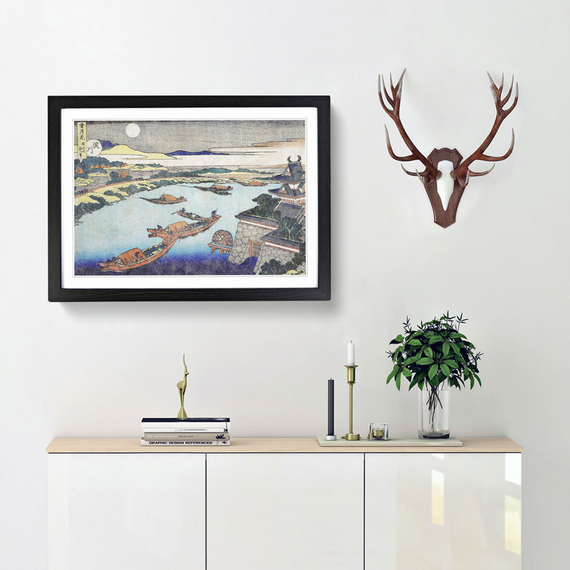 Sun over the Yodo River by Katsushika Hokusai - Framed Print, Black Framed, 27cm H x 36cm W x 2cm D