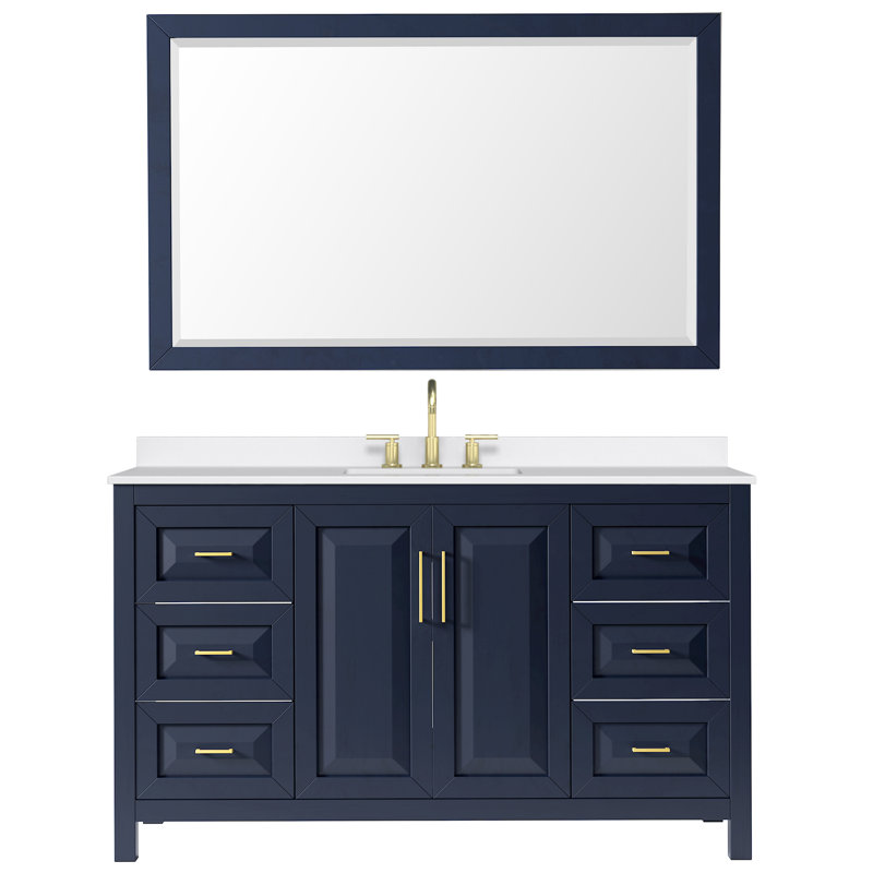 Daria 60'' W Single Vanity, Matte Black, Gray, White Quartz