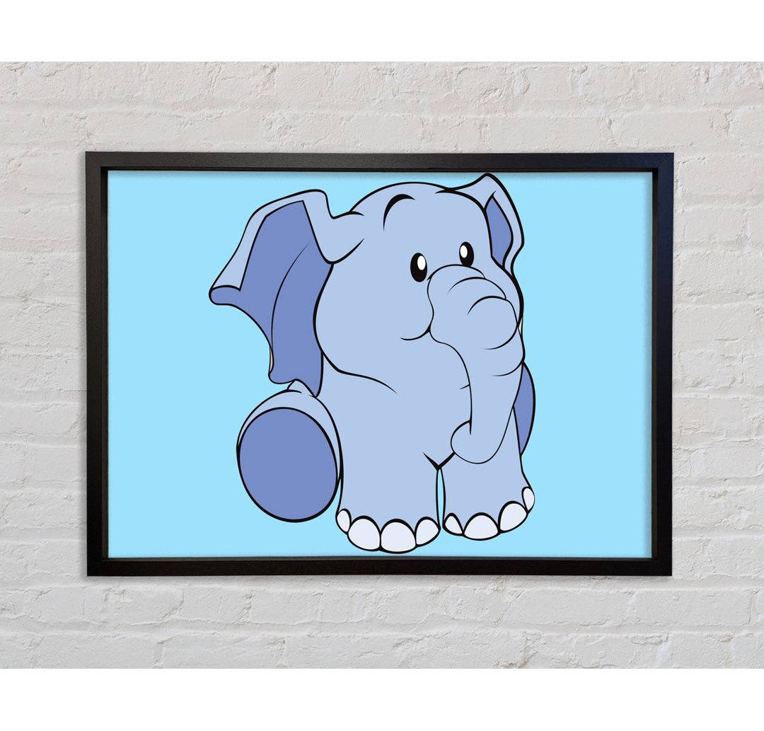 Gerahmtes Wandbild Happy Baby Elephant White