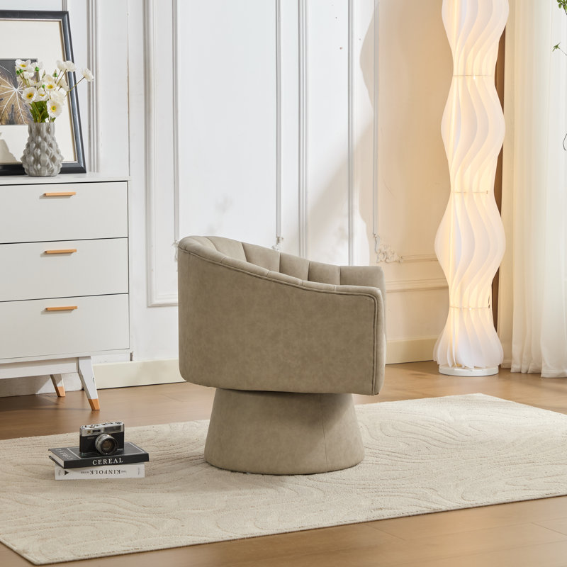 Fauteuil demi-tonneau pivotant en similicuir, Abricot foncé
