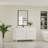 Beveled Design Rectangle Framed Bathroom Vanity Wall Mirror in Matte Black-1596918582