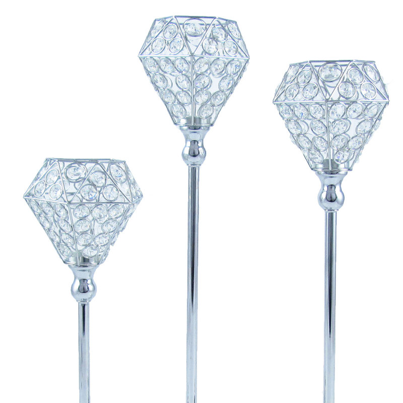 20'' H Tabletop Candlestick, 20" H x 5.25" W x 5.25" D, Silver