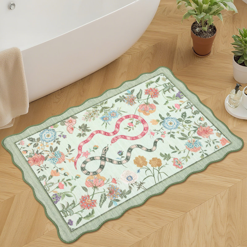 Area Rugs Washable Scalloped Area Rug Modern Living Room RugNon-Slip Carpet Accent for Entryway Bathroom Kitchen Bedroom