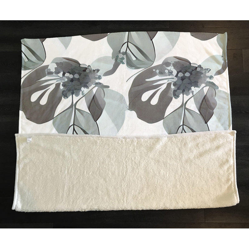Throw Blanket, 68" W x 80" L, Floral/Abstract, Gray/Blue/White