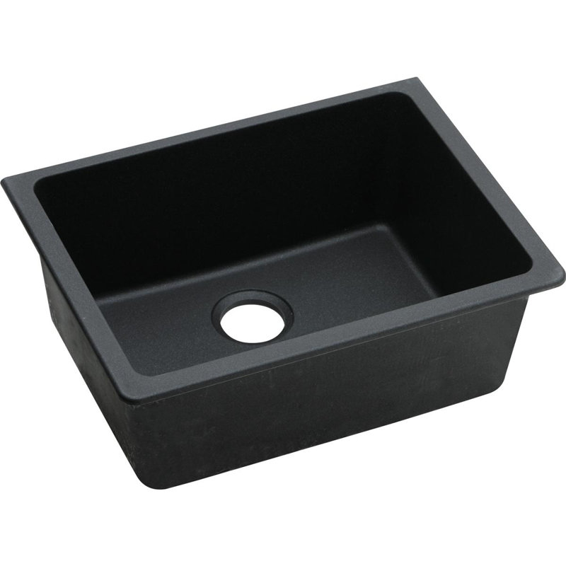 Évier de cuisine encastré en quartz classique 24-5/8 po x 18-1/2 po x 9-1/2 po, Noir