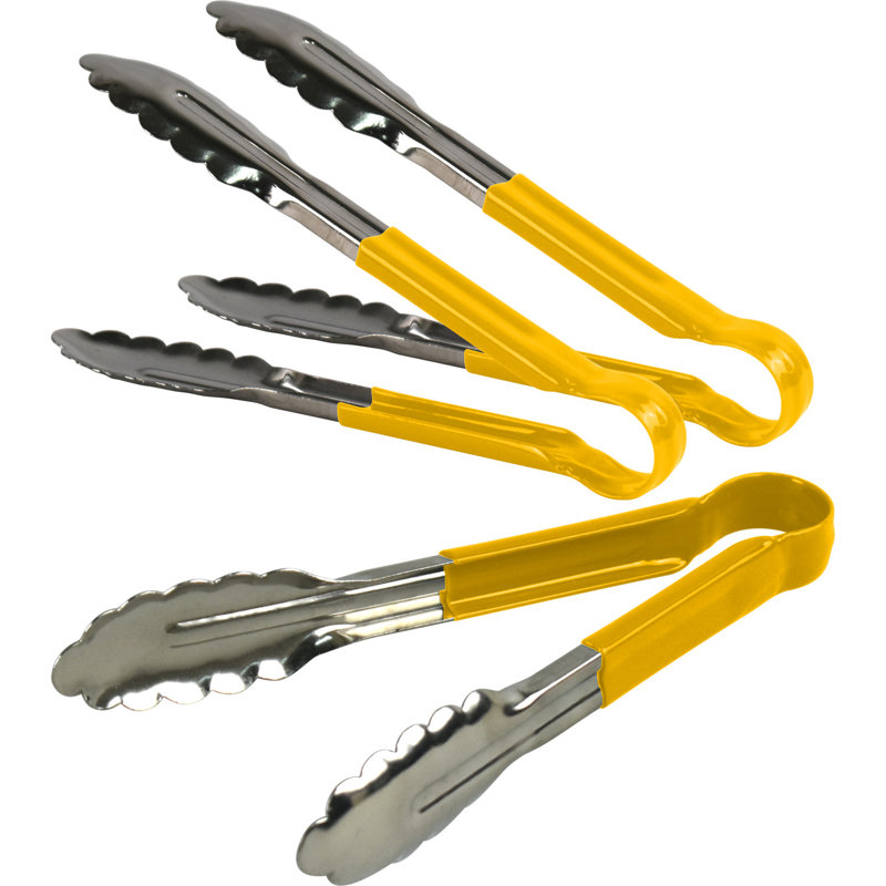 Stainless Steel Tongs 12", 22.86cm, Yellow