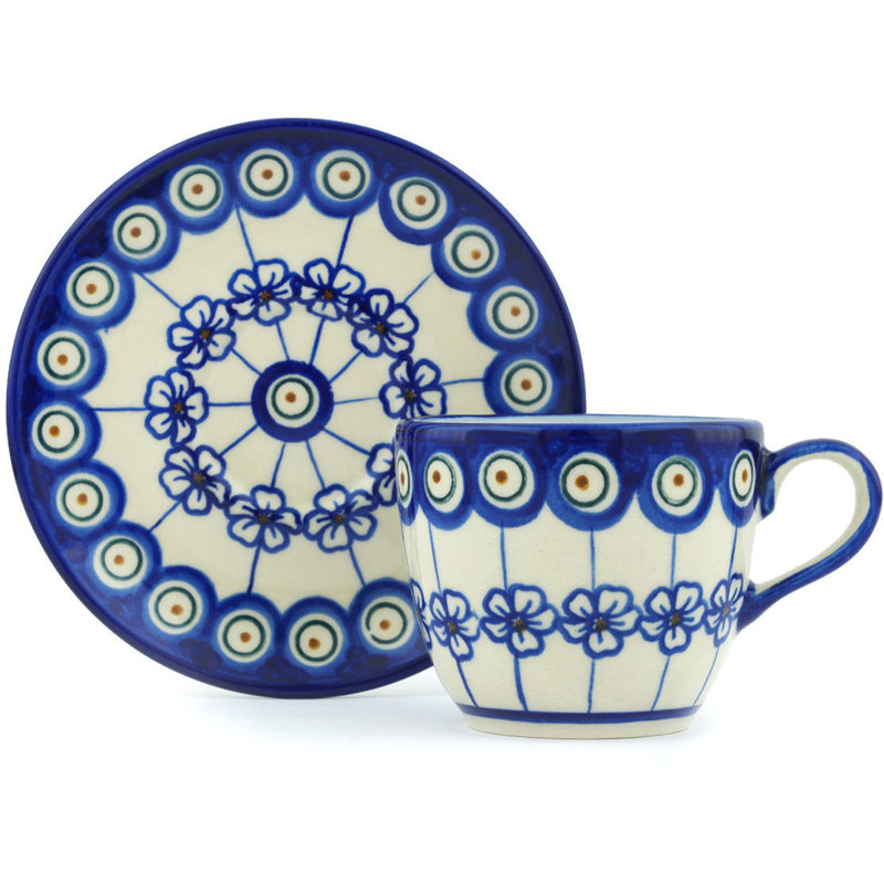 Handmade Stoneware Porcelain Coffee Mug Teacup and Saucer