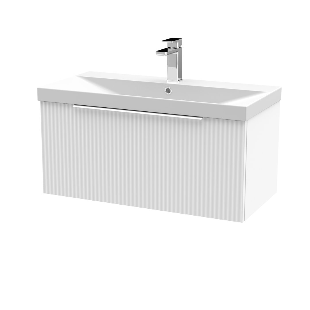 Fluted 800mm Wall Hung Single Vanity Unit