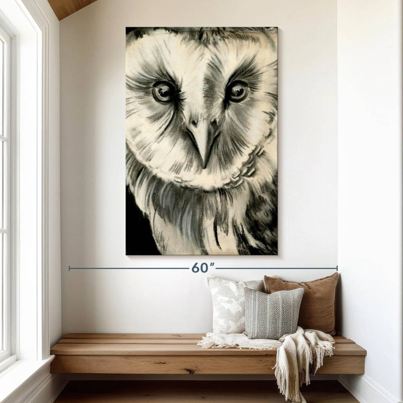 Brampt Charcoal Owl II, 51" H x 34" W