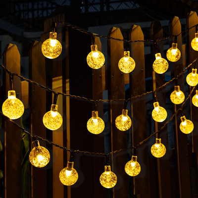 0.1' Outdoor LED Solar Powered 30 - Bulb Globe String Light
