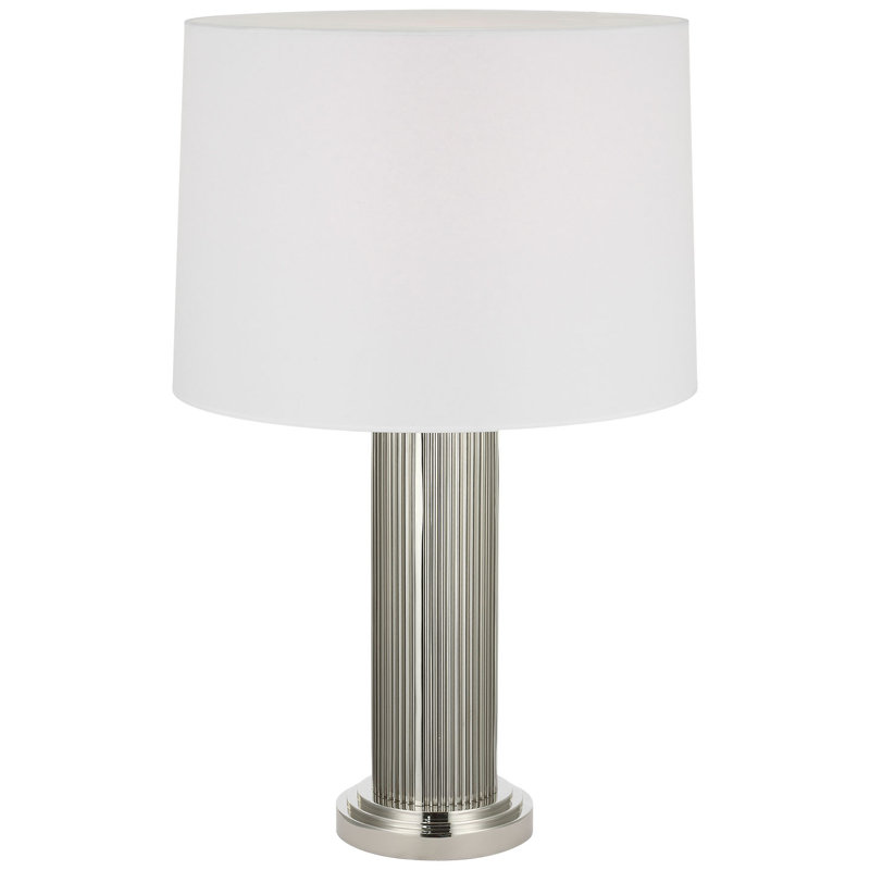 Ralph Lauren Langton 29" Table Lamp in Natural Brass with White Paper Shade, Silver