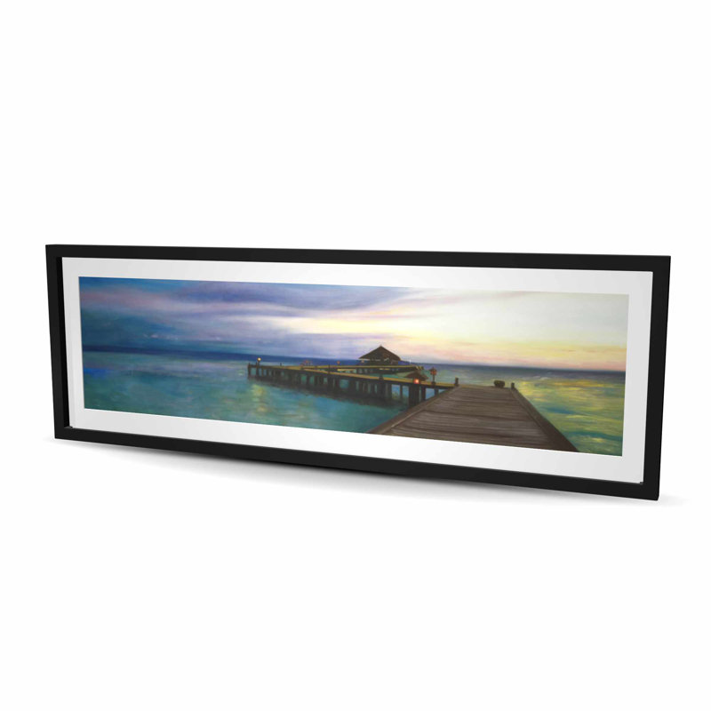Boardwalk with Sunset - Turquoise exotique, reproduction d'art encadrée