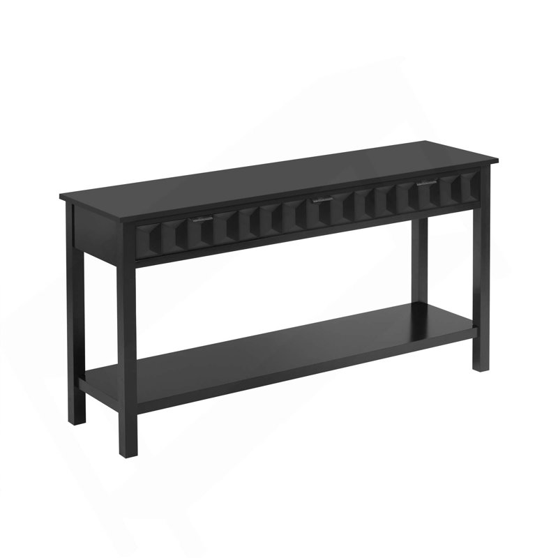 Console moderne en placage de sapin avec motif en nid d'abeille, Noir