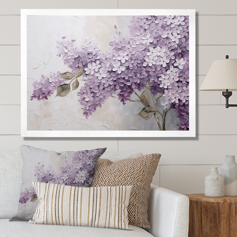Magnifique paysage de rêve lilas - décoration murale lilas, Cadre photo unique, H 24 po x l 32 po, Blanc