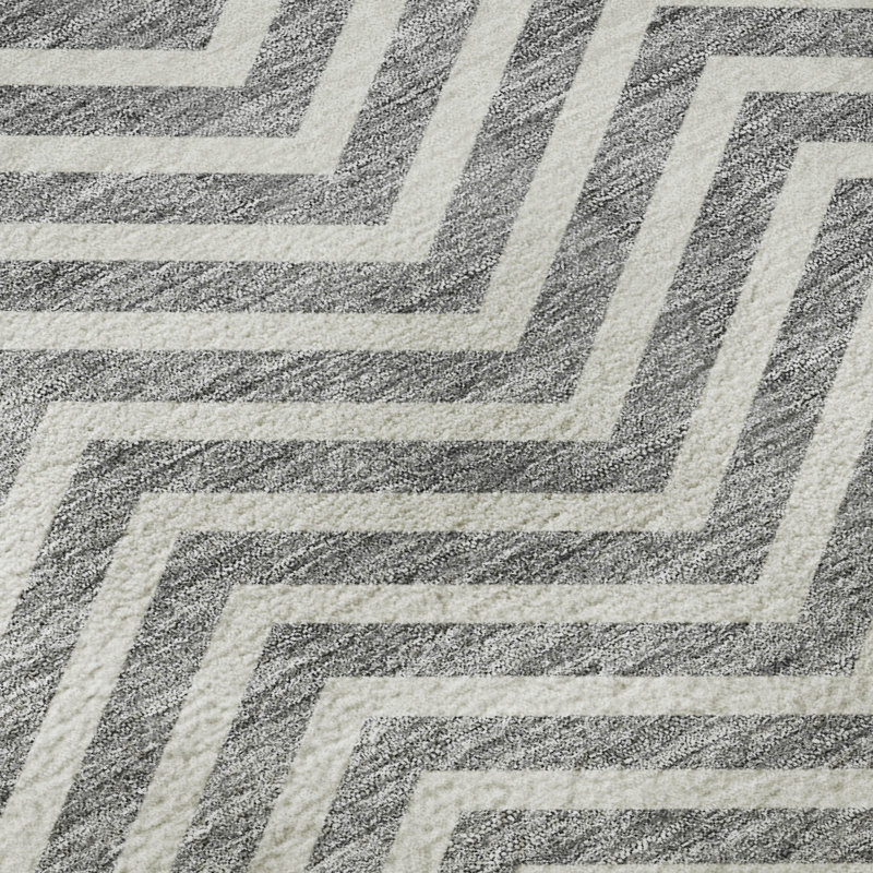 Premium Machine Washable Prisco Gray Rug, Rectangle 10' x 14'