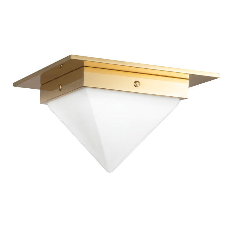 Mineral 8-in Brass Flush Mount, Opal Glass, Brass
