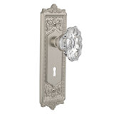 Crystal Chateau Interior Mortise Door Knob with Egg & Dart Long Plate