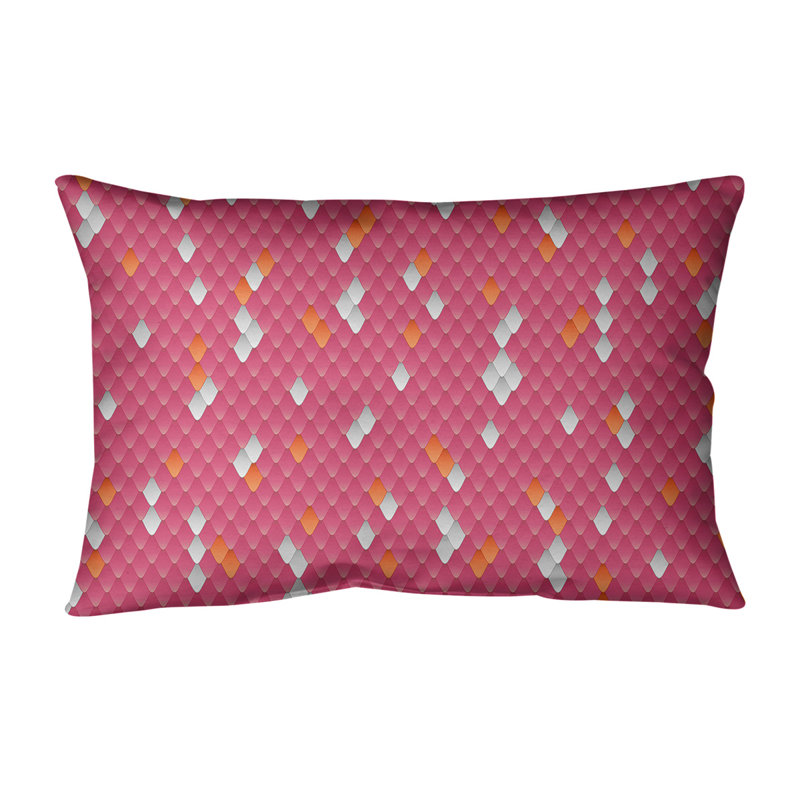 Housse de coussin lombaire à échelles serpent, Rose / Orange, Simili suède