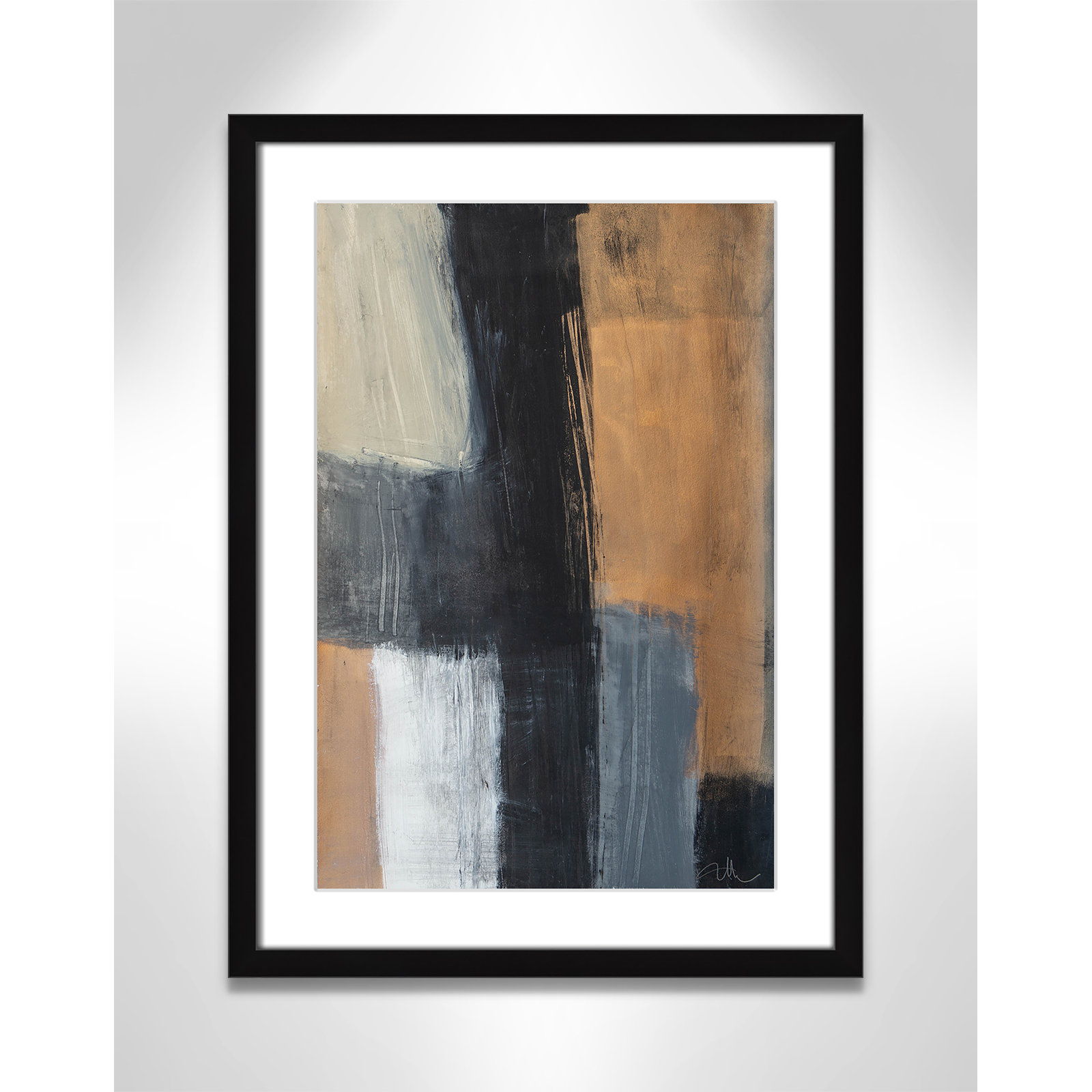 Metallic Slate II Print, 23" H x 17" W x 1.25" D, Black Matted Picture Framed