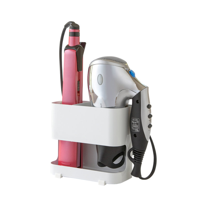 White Steel Beauty Appliance Holder with Compartments
