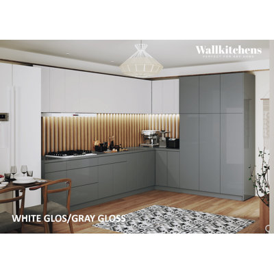 Cuisine complète moderne en panneau de fibres à densité moyenne en panneau de fibres à densité moyenne l 144 po x l 102 po x H 96 po WALLKITCHENS 
