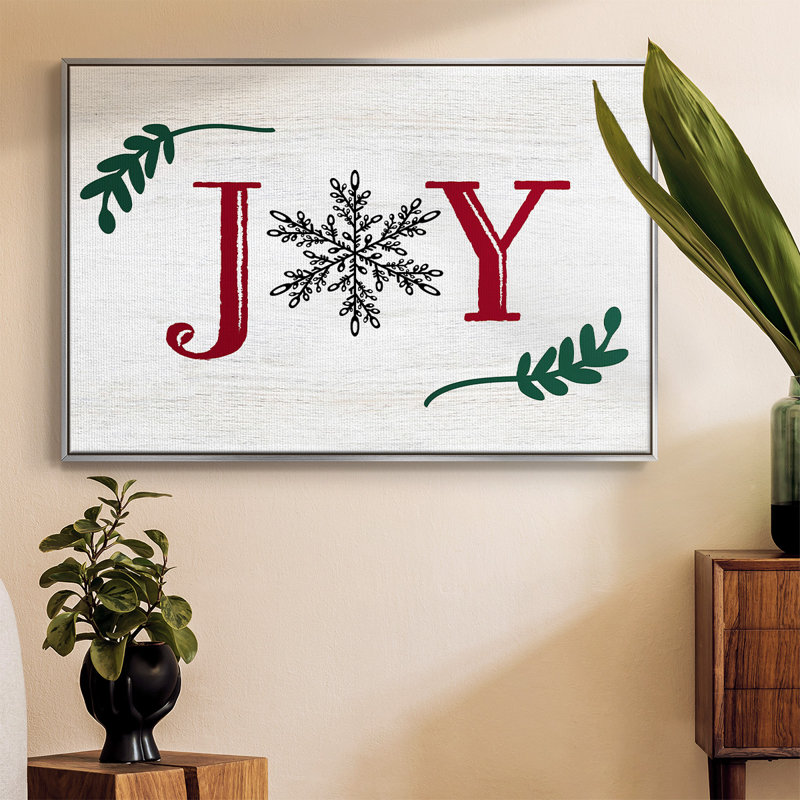 Joy, flocon de neige, Toile avec cadre argenté, H 17 po x l 25 po x P 2 po