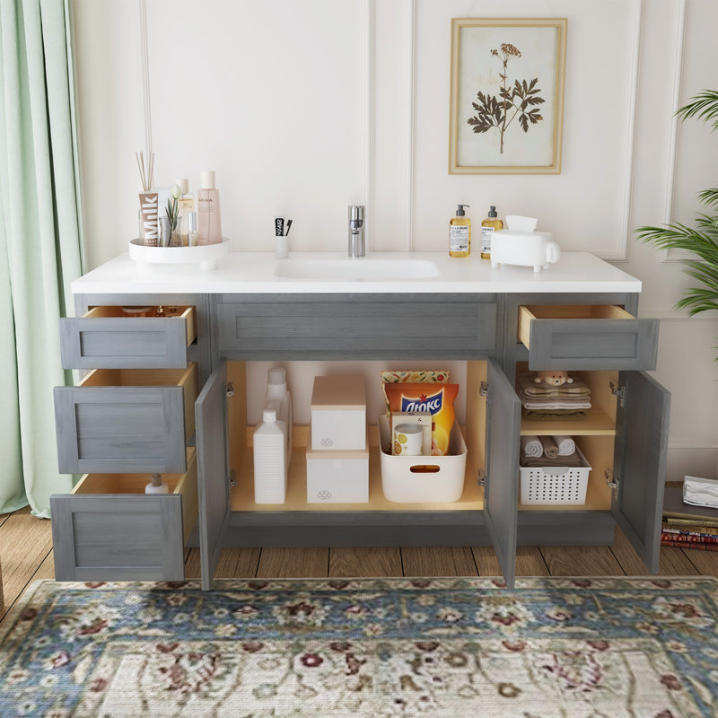 Base de meuble-lavabo simple 66 po seulement, Argent