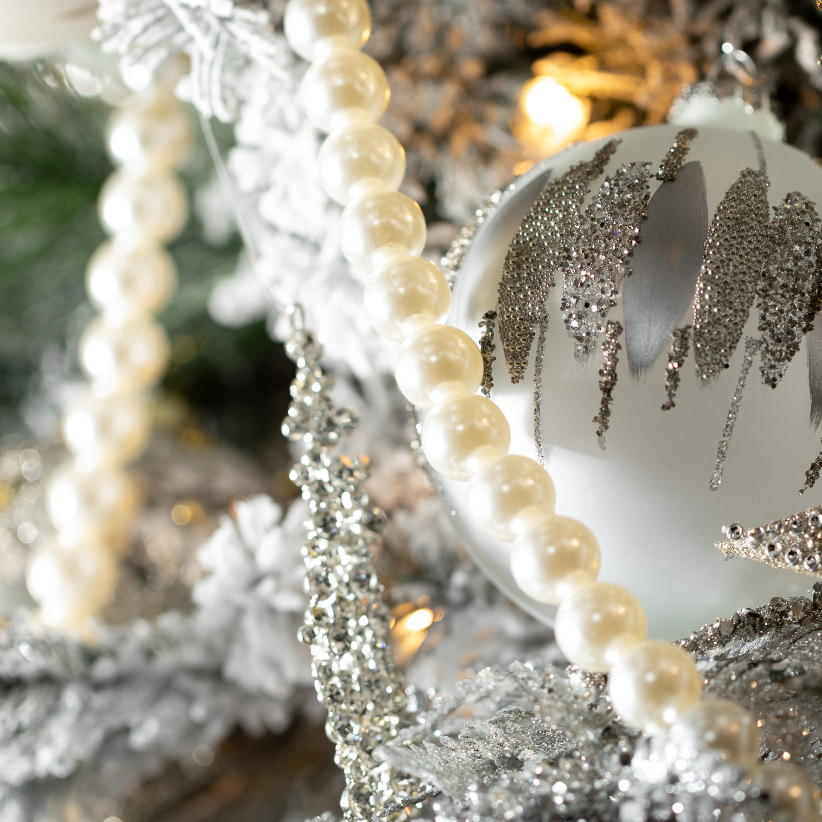74" White Bead Novelty Garland