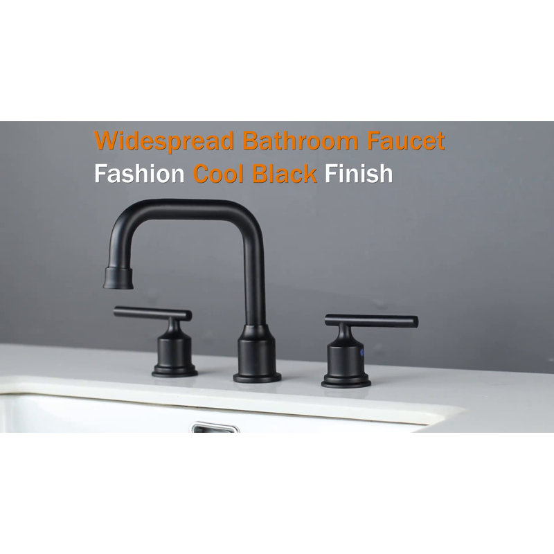 8-Inch Widespread Chrome and Black Stainless Steel Bathroom Faucet