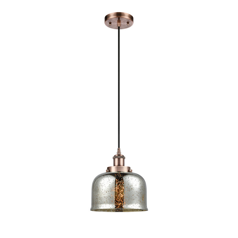 Luminaire suspendu en forme de cloche à 1 lumière Broomall, Doré