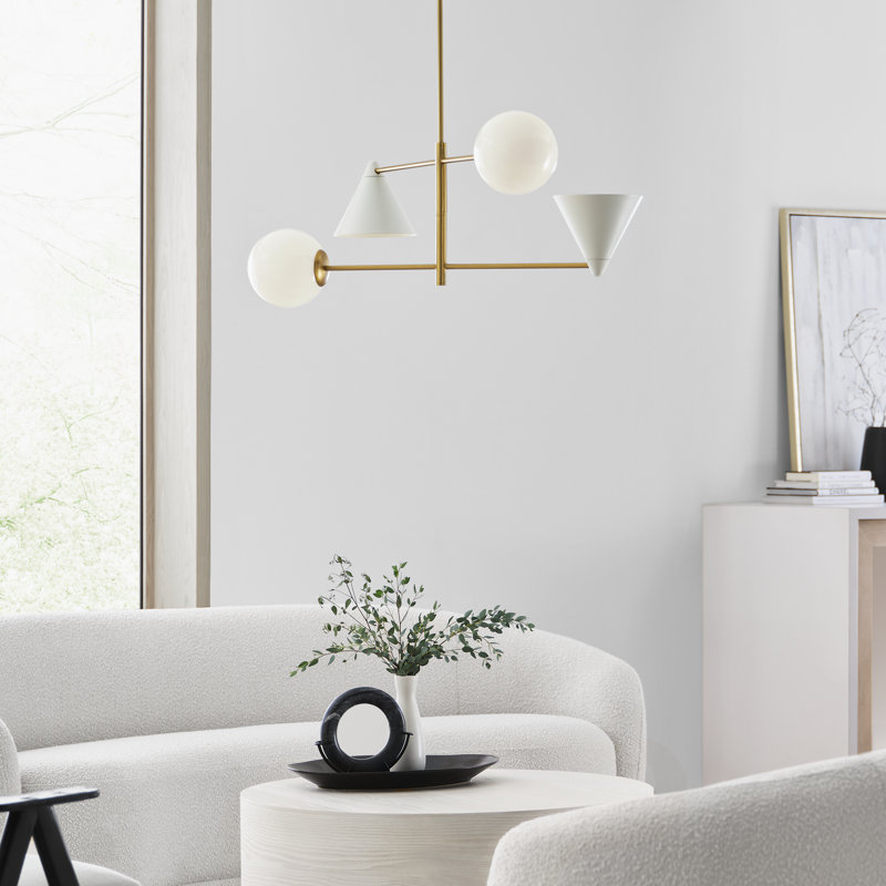 Cosmo 4 - Light Chandelier, White/Black, 16.12" H x 36" W x 36" D