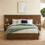 Lit plateforme moderne Queen en bois avec rangement relevable, tables de chevet intégrées et tête de lit à rainures verticales, noyer antique-2054131720-2054131723