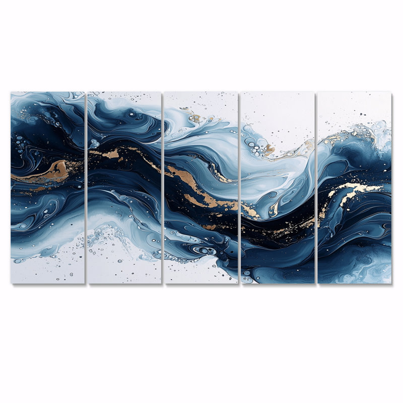 Derby - encre liquide abstraite - art mural moderne, 5, H 32 po x l 80 po
