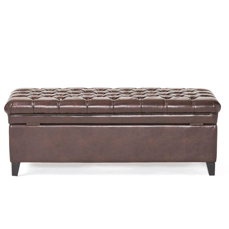 Rangement de 20,5 po pour garder les objets hors de vue - bouton brun avec couvercle x 18,57 po