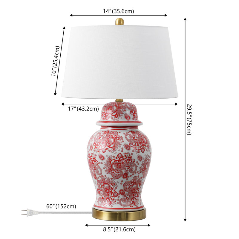 Deziree 29.5" Blue/White Table Lamp, Red/White