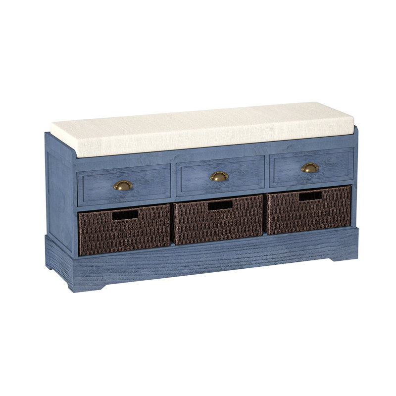 Banc de rangement avec tiroirs Maribelle, Bleu