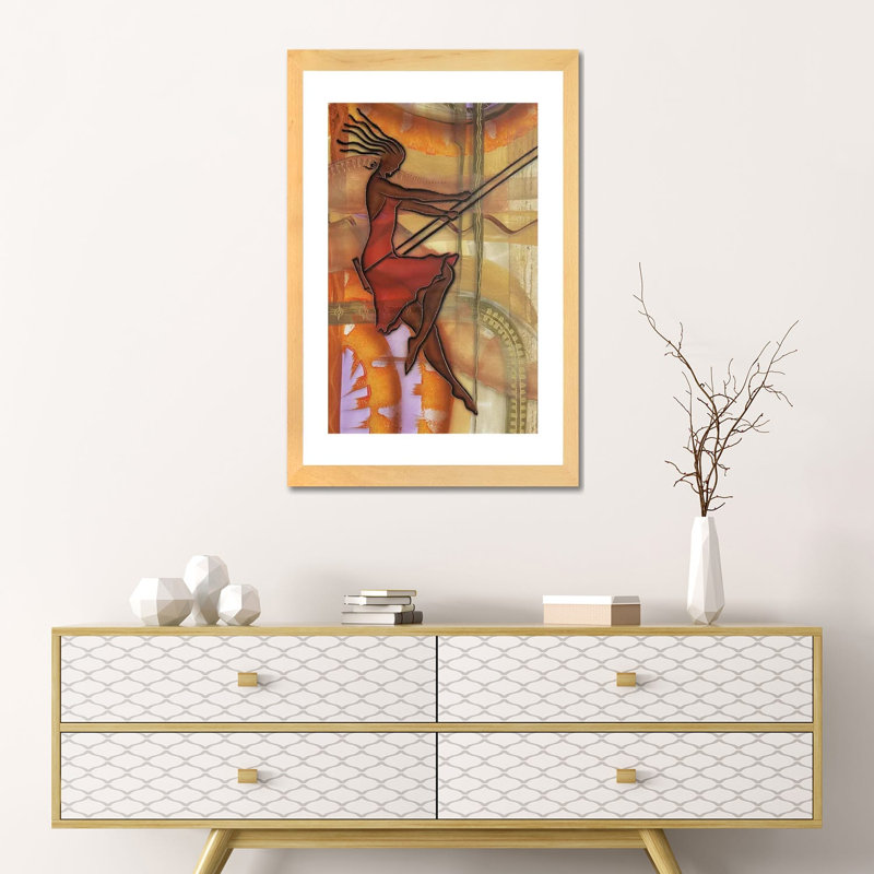 «Carefree» par Fred Odle - impression, Blanc, H 24 po x l 16 po x P 1 po, Toile avec cadre en bois beige