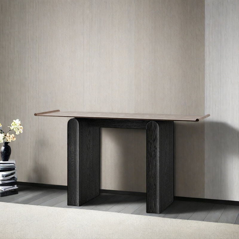 Table d'entrée Mid-Century, H 33,5 po x l 55,1 po x P 16,1 po, Noir