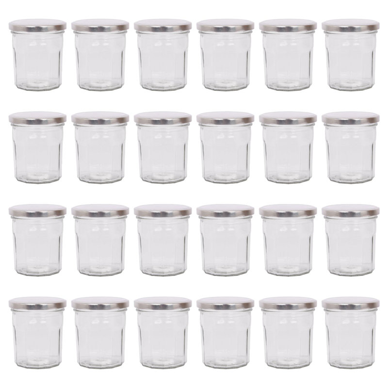 Glass Jar - Set of 24, Silver, 250ml