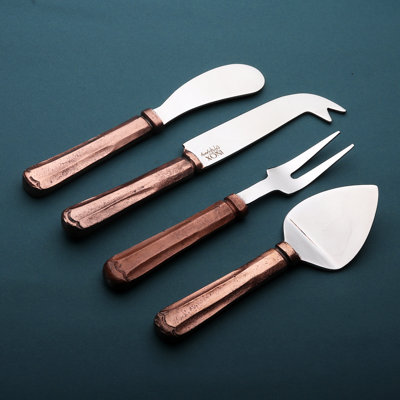 Maharaja 4 Piece Stainless Steel (18/8) Wood Stainless Steel Cheese Serving Set