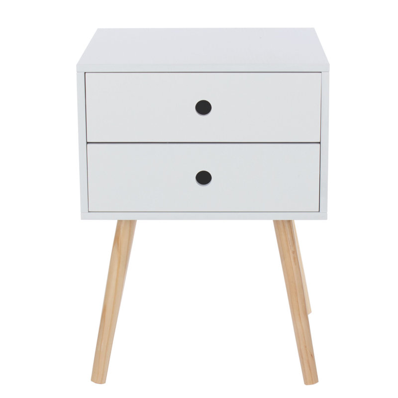 Omarion Premium 2 Drawer Bedside Table - Stylish Two-Tone Nightstand Cabinet, White
