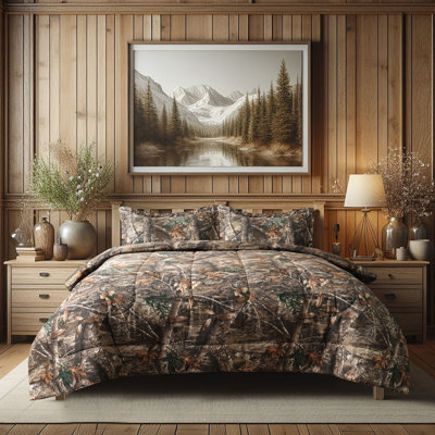 Realtree Edge Camo Comforter Set  Microfiber Rustic Farmhouse Bedding with Pillow – Hunting Cabin Lodge Bed Set Perfect for Camouflage Bedroom