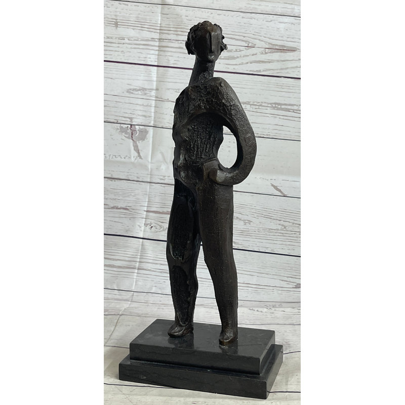 Abstract Surreal Nondescript Female Figure Bronze Statue Sculpture Decor Salvador Dali 16 Inches